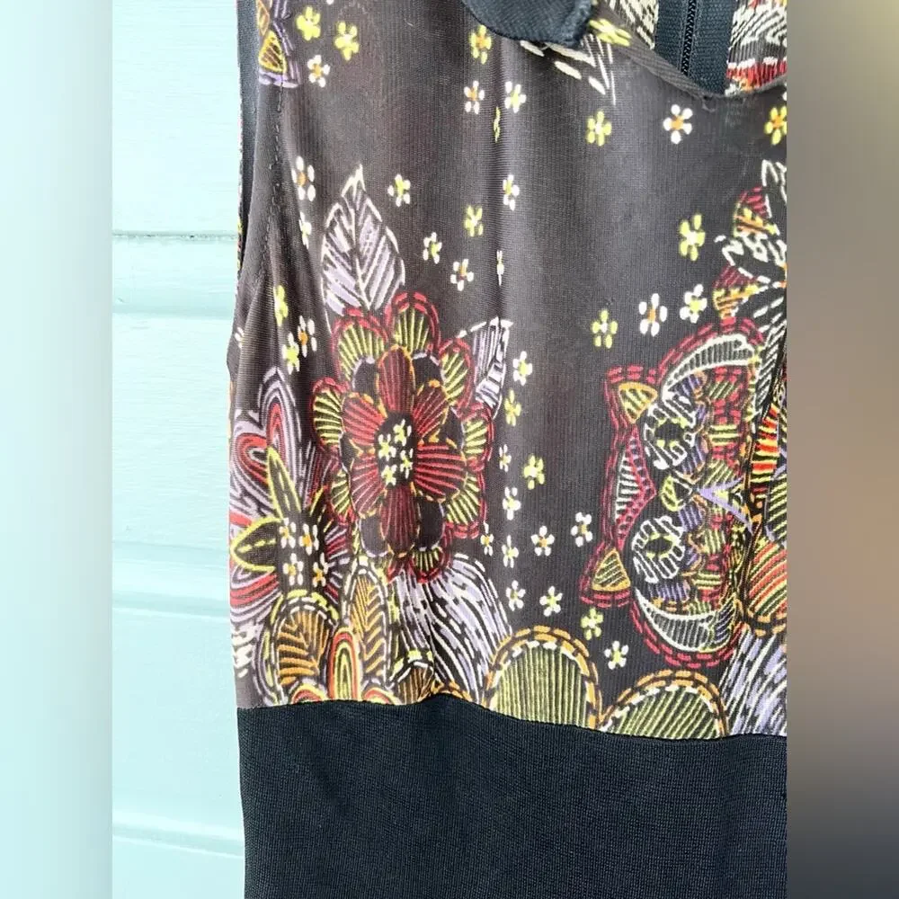 Vintage wide leg paisley jumpsuit 60s 70s brown Peter Pan collar S fall RARE - Picture 3 of 12
